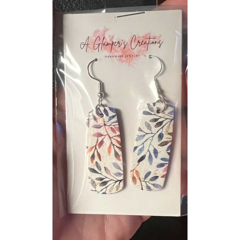 A Glamper's Creations Earrings Womens Multicolor NWT Cork Leather Mini Bar‎